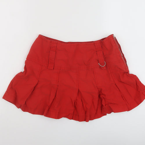 Denim & Co. Womens Red Cotton Skater Skirt Size 10 Zip