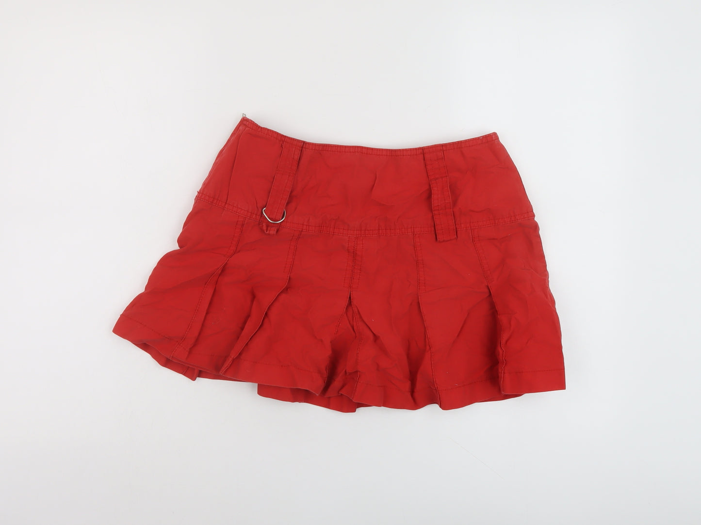 Denim & Co. Womens Red Cotton Skater Skirt Size 10 Zip