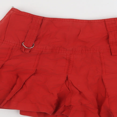 Denim & Co. Womens Red Cotton Skater Skirt Size 10 Zip