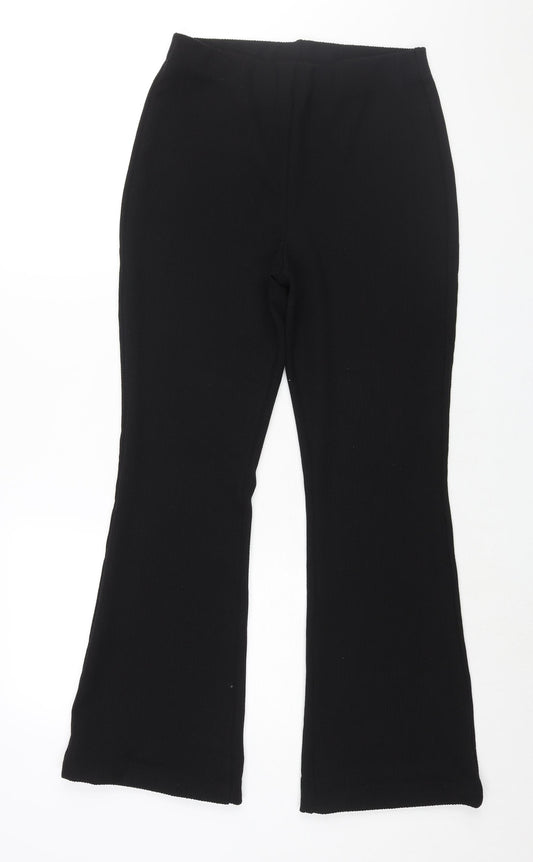 H&M Womens Black Polyester Trousers Size M L31 in Regular - Elasticated Waist