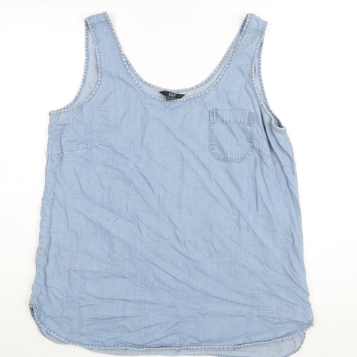 F&F Womens Blue Cotton Camisole Blouse Size 16 Scoop Neck