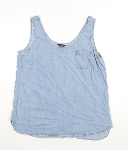 F&F Womens Blue Cotton Camisole Blouse Size 16 Scoop Neck