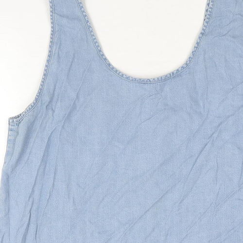 F&F Womens Blue Cotton Camisole Blouse Size 16 Scoop Neck