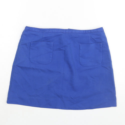 H&M Womens Blue Cotton Mini Skirt Size 8 Zip