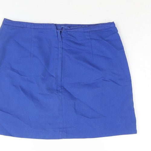 H&M Womens Blue Cotton Mini Skirt Size 8 Zip