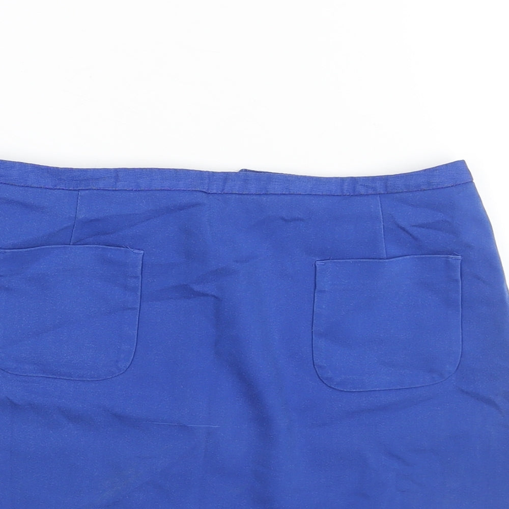 H&M Womens Blue Cotton Mini Skirt Size 8 Zip