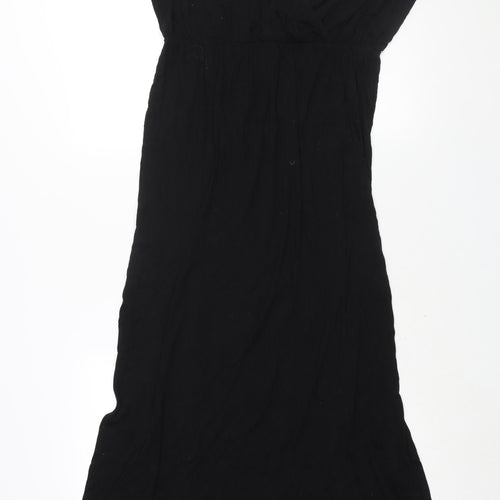 Divided by H&M Womens Black Viscose Maxi Size 18 V-Neck Pullover - Side Slits