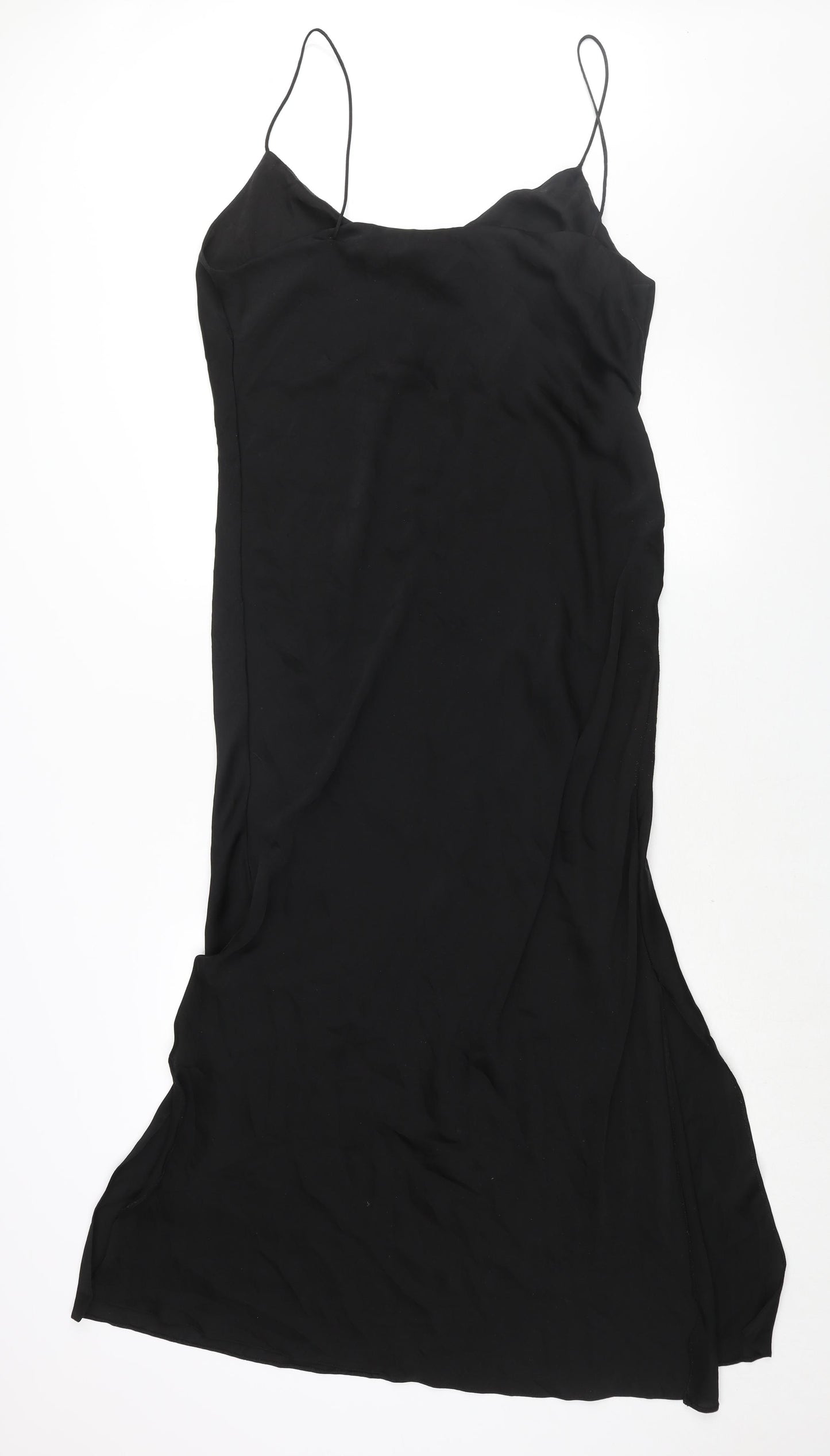 ASOS Womens Black Polyester Slip Dress Size 18 Cowl Neck Pullover