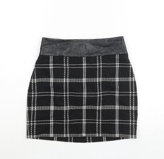 bebe Womens Black Check Polyester Mini Skirt Size 8 Zip