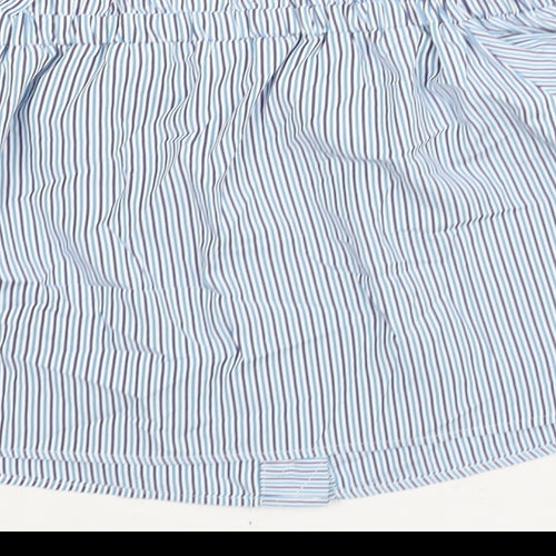 Missguided Womens Blue Striped Polyester Basic Blouse Size 6 Off the Shoulder - Rouched Button Detail