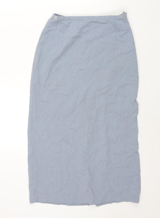 St Michael Womens Blue Polyester Straight & Pencil Skirt Size 10 Zip