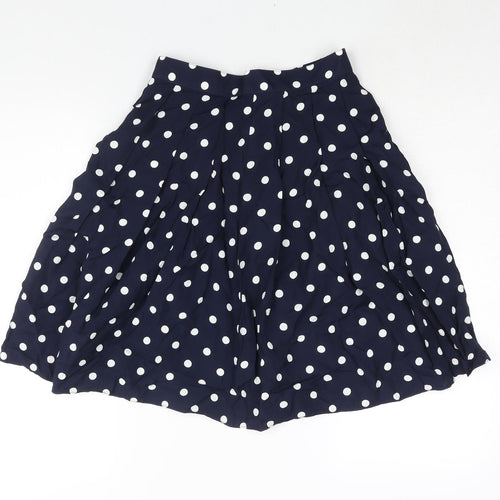 St Michael Womens Blue Polka Dot Polyester A-Line Skirt Size 10 Zip