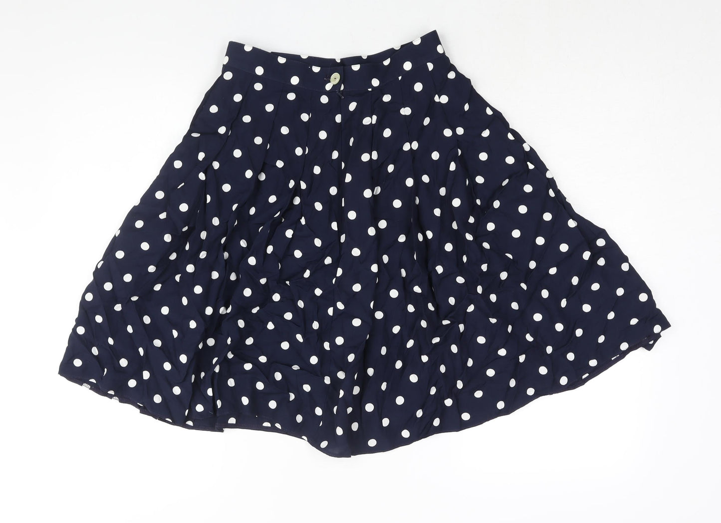 St Michael Womens Blue Polka Dot Polyester A-Line Skirt Size 10 Zip