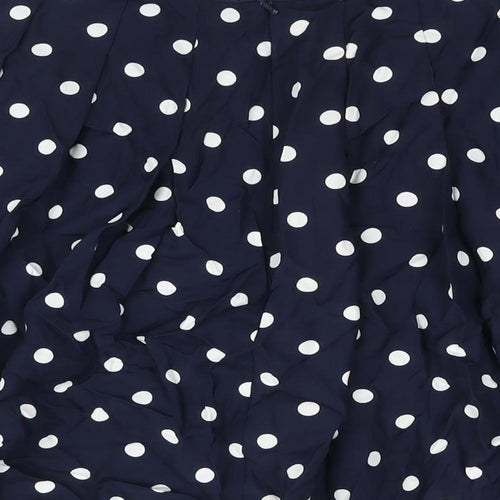 St Michael Womens Blue Polka Dot Polyester A-Line Skirt Size 10 Zip