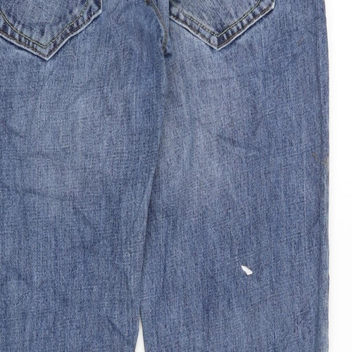 River Island Mens Blue Cotton Straight Jeans Size 30 in L30 in Regular Button