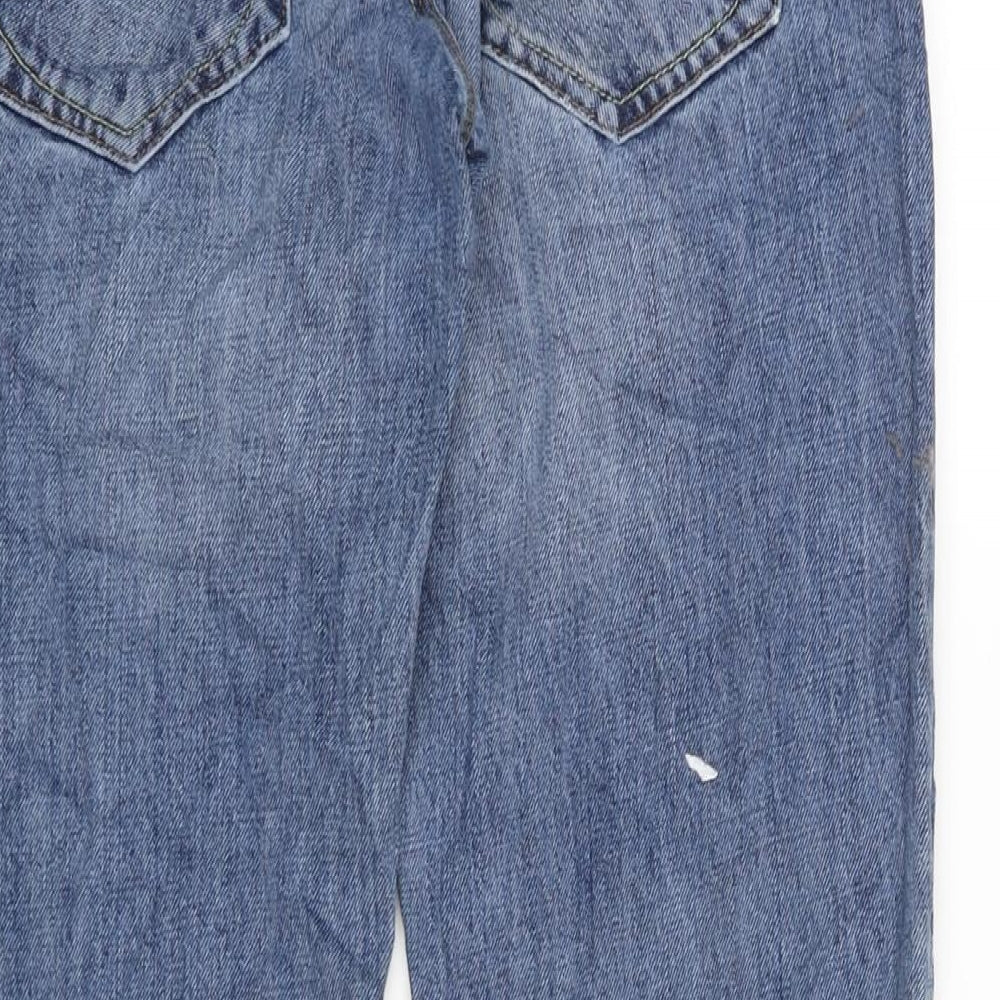 River Island Mens Blue Cotton Straight Jeans Size 30 in L30 in Regular Button