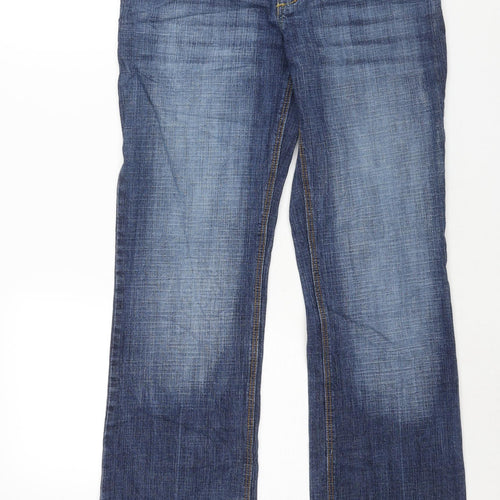 House Of Denim Womens Blue Cotton Bootcut Jeans Size 12 L31 in Regular Zip - Rhinestone Pockets