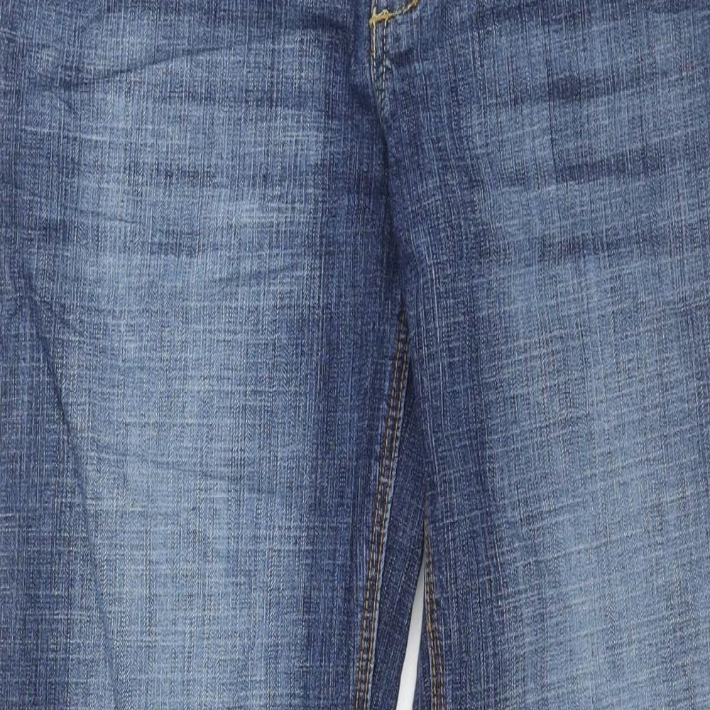 House Of Denim Womens Blue Cotton Bootcut Jeans Size 12 L31 in Regular Zip - Rhinestone Pockets