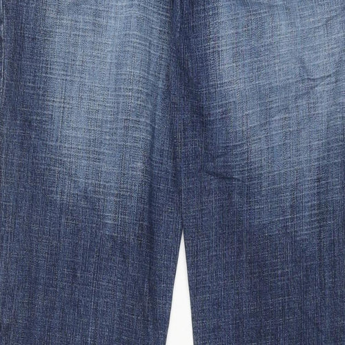 House Of Denim Womens Blue Cotton Bootcut Jeans Size 12 L31 in Regular Zip - Rhinestone Pockets