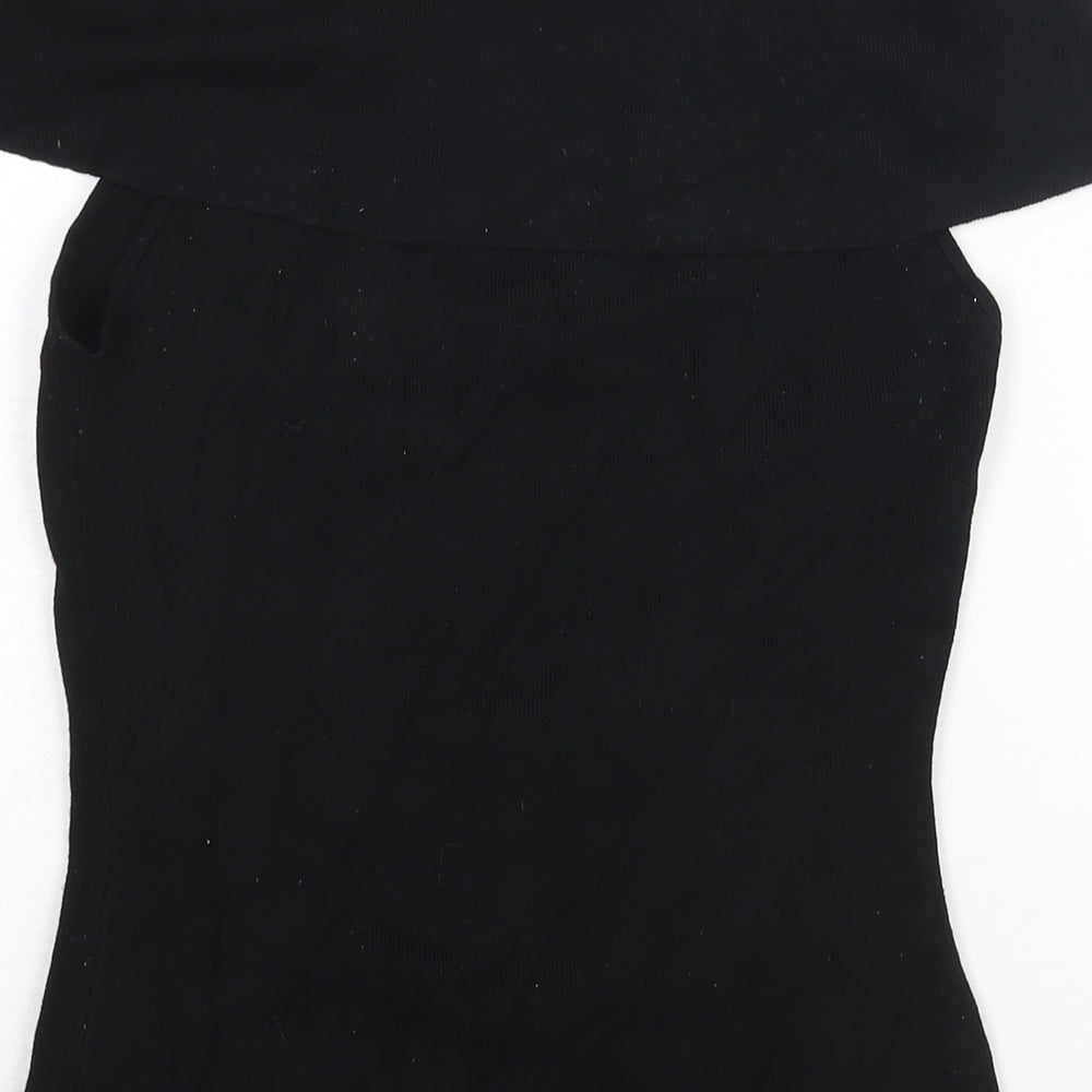 H&M Womens Black Square Neck Viscose Pullover Jumper Size M - Off The Shoulder