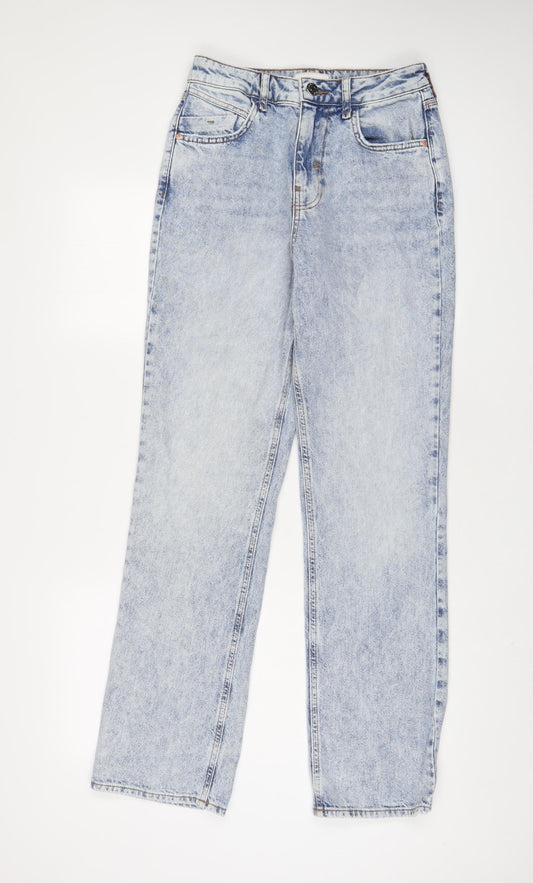 River Island Womens Blue Cotton Straight Jeans Size 6 L32 in Regular Zip