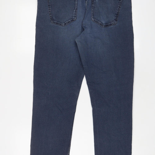 Marks and Spencer Womens Blue Cotton Straight Jeans Size 16 L30 in Regular Zip