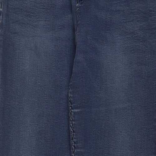 Marks and Spencer Womens Blue Cotton Straight Jeans Size 16 L30 in Regular Zip