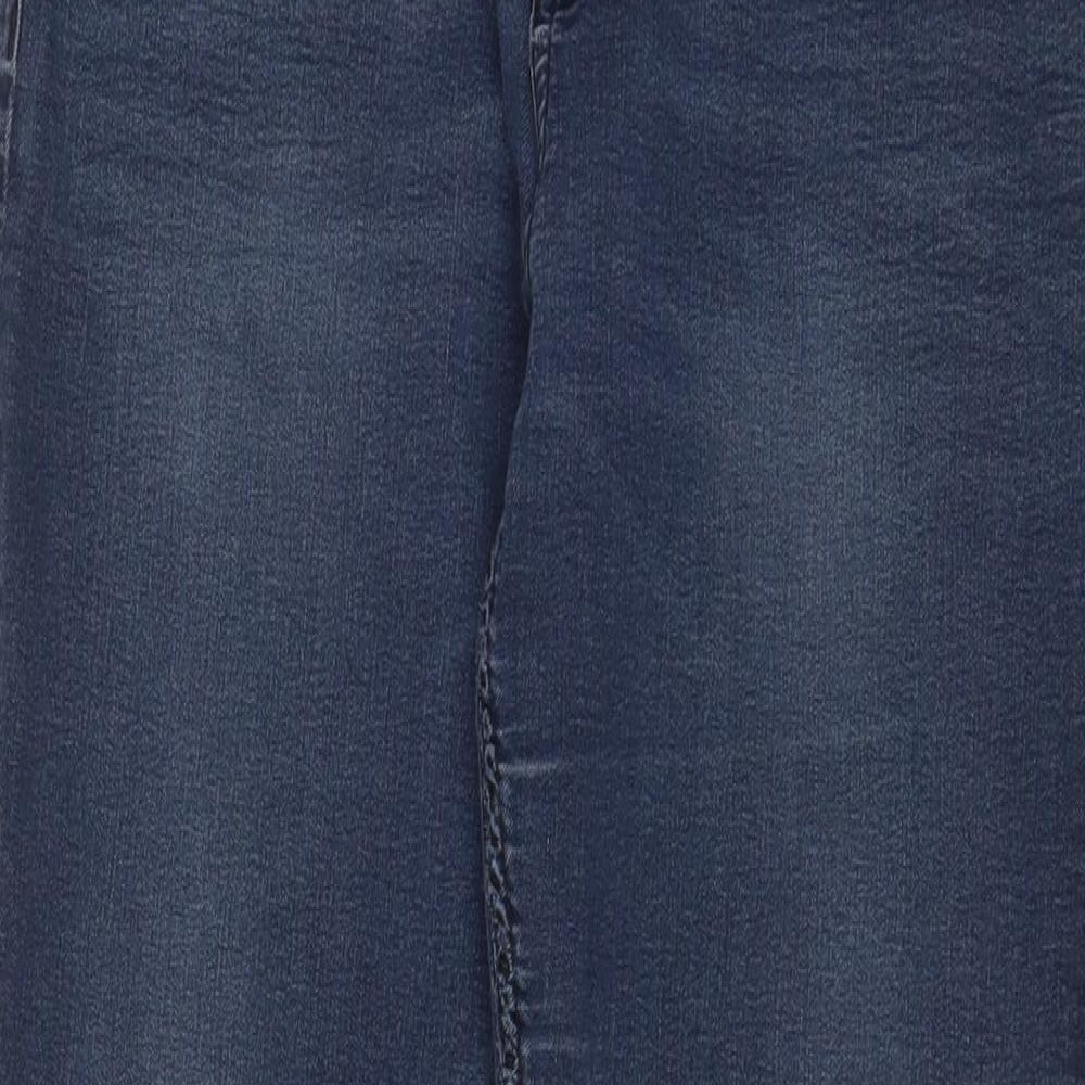 Marks and Spencer Womens Blue Cotton Straight Jeans Size 16 L30 in Regular Zip