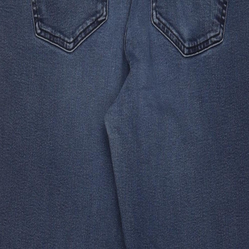 Marks and Spencer Womens Blue Cotton Straight Jeans Size 16 L30 in Regular Zip