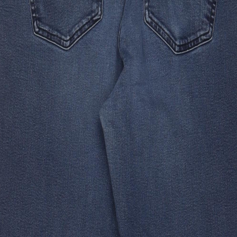 Marks and Spencer Womens Blue Cotton Straight Jeans Size 16 L30 in Regular Zip