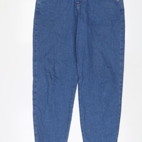 Pull&Bear Womens Blue Cotton Straight Jeans Size 8 L31 in Regular Zip - Embroidered