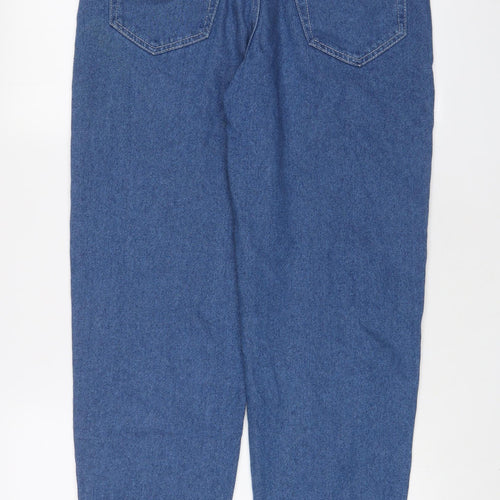 Pull&Bear Womens Blue Cotton Straight Jeans Size 8 L31 in Regular Zip - Embroidered