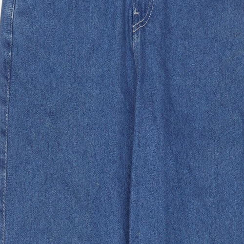 Pull&Bear Womens Blue Cotton Straight Jeans Size 8 L31 in Regular Zip - Embroidered