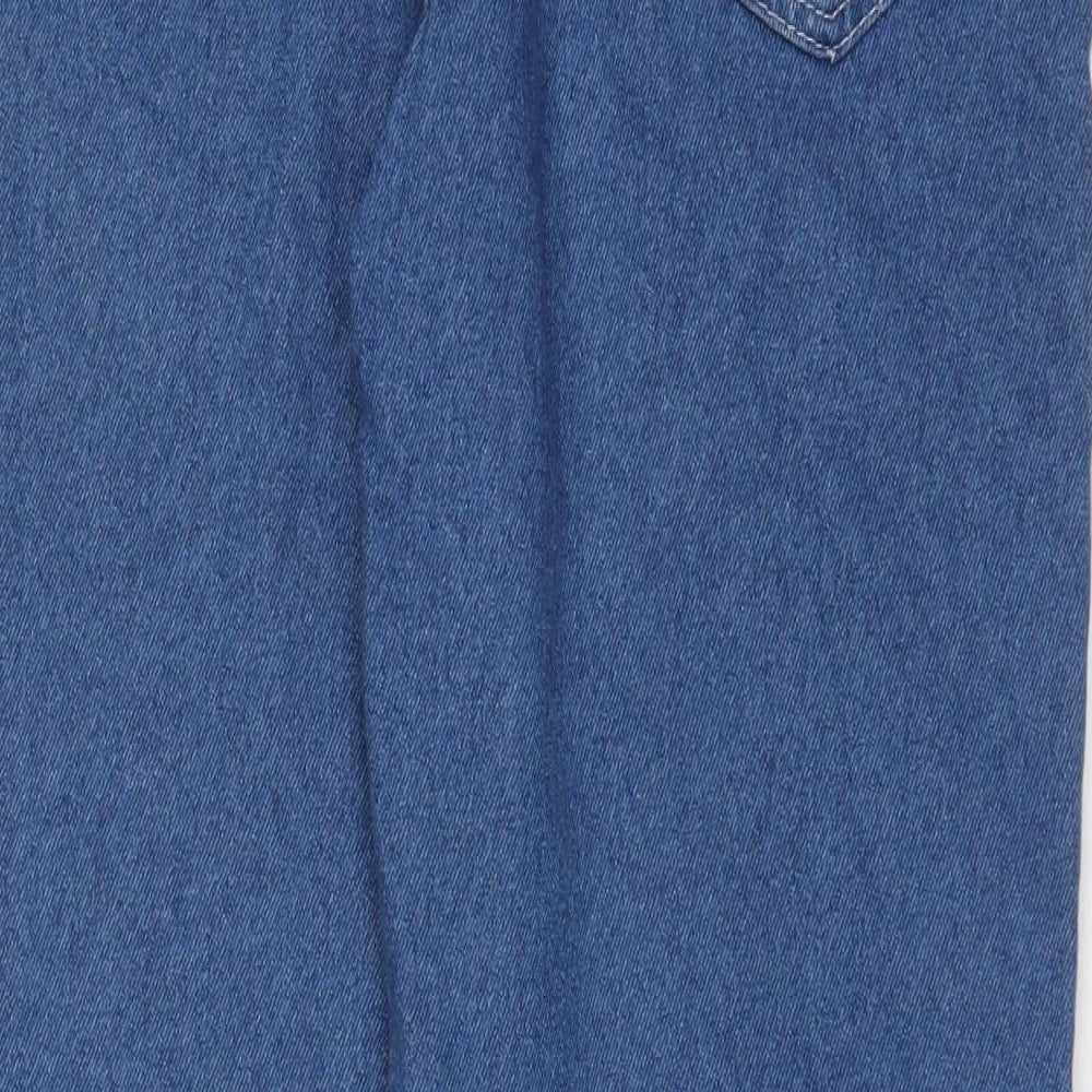 Pull&Bear Womens Blue Cotton Straight Jeans Size 8 L31 in Regular Zip - Embroidered