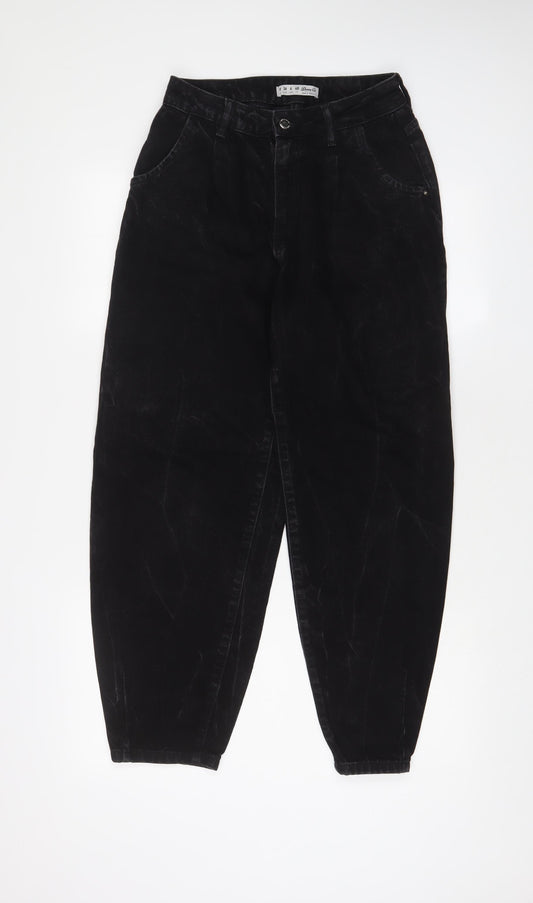 Denim & Co. Womens Black Cotton Tapered Jeans Size 8 L28 in Regular Zip