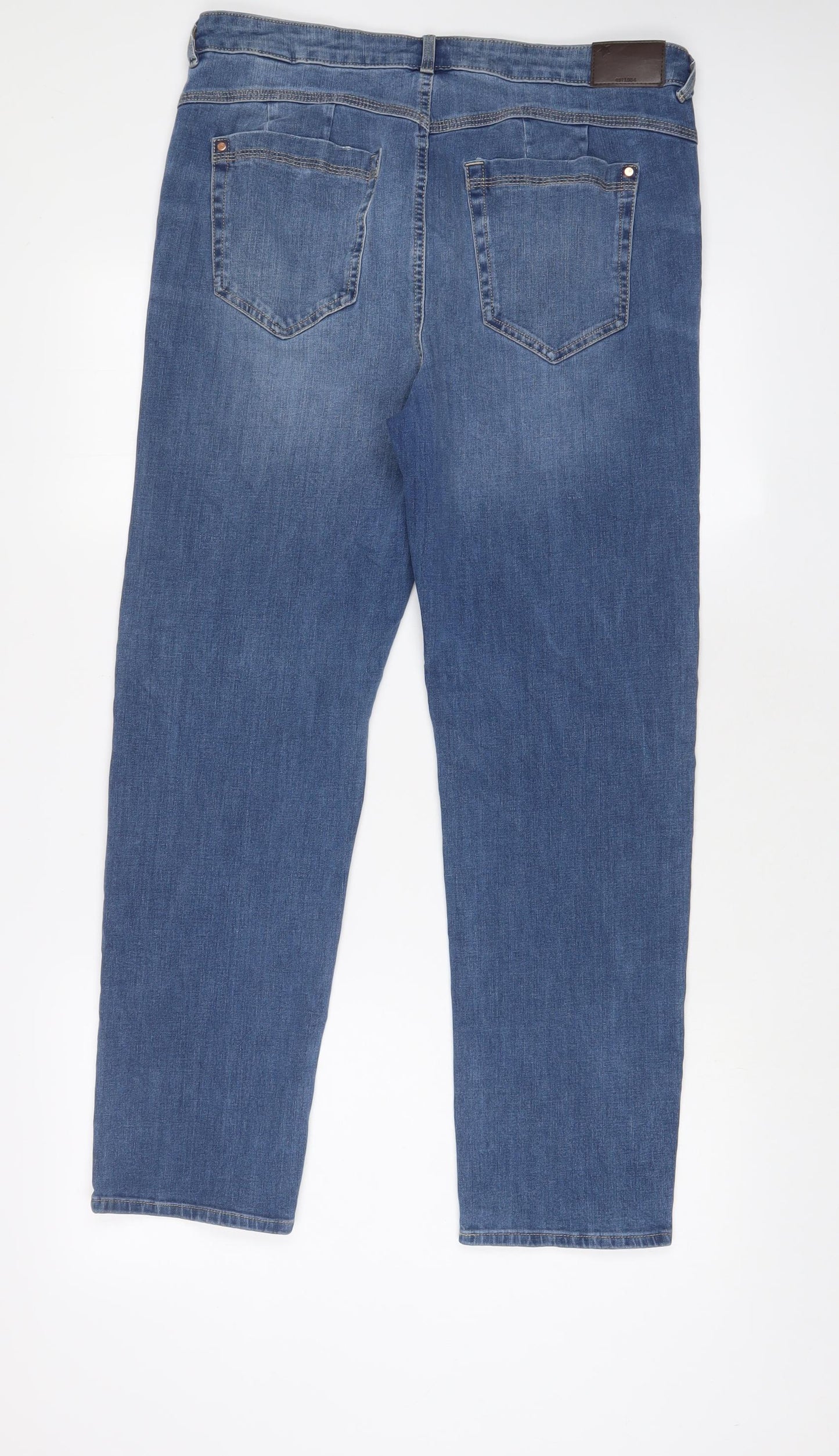 Marks and Spencer Womens Blue Cotton Straight Jeans Size 16 L29 in Regular Zip