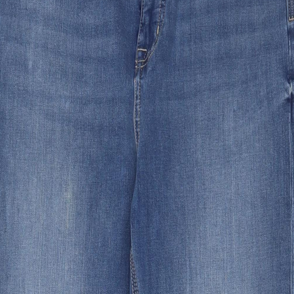 Marks and Spencer Womens Blue Cotton Straight Jeans Size 16 L29 in Regular Zip