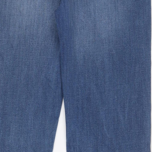 Marks and Spencer Womens Blue Cotton Straight Jeans Size 16 L29 in Regular Zip