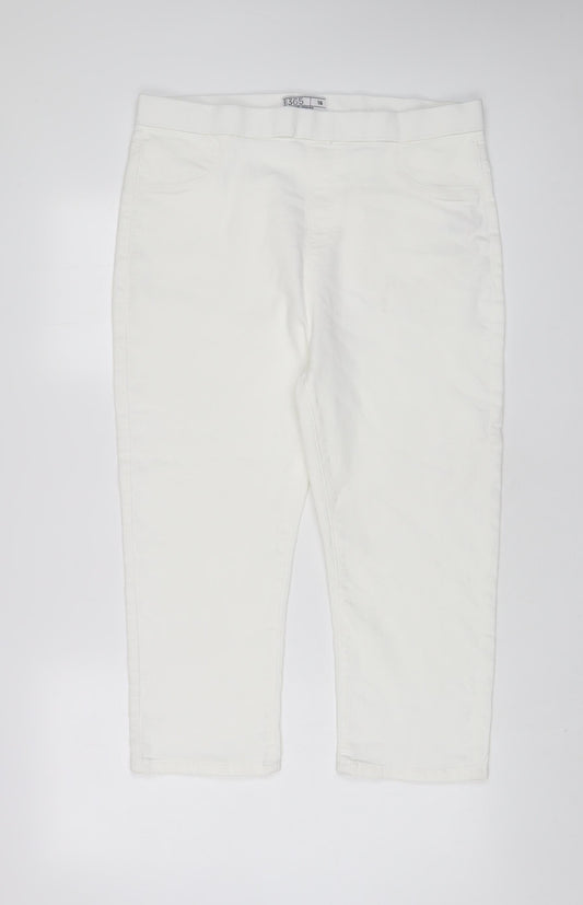 Peacocks Womens White Cotton Capri Jeans Size 16 L22 in Regular