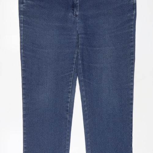 Country Rose Womens Blue Cotton Straight Jeans Size 16 L26 in Regular Zip