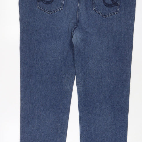 Country Rose Womens Blue Cotton Straight Jeans Size 16 L26 in Regular Zip