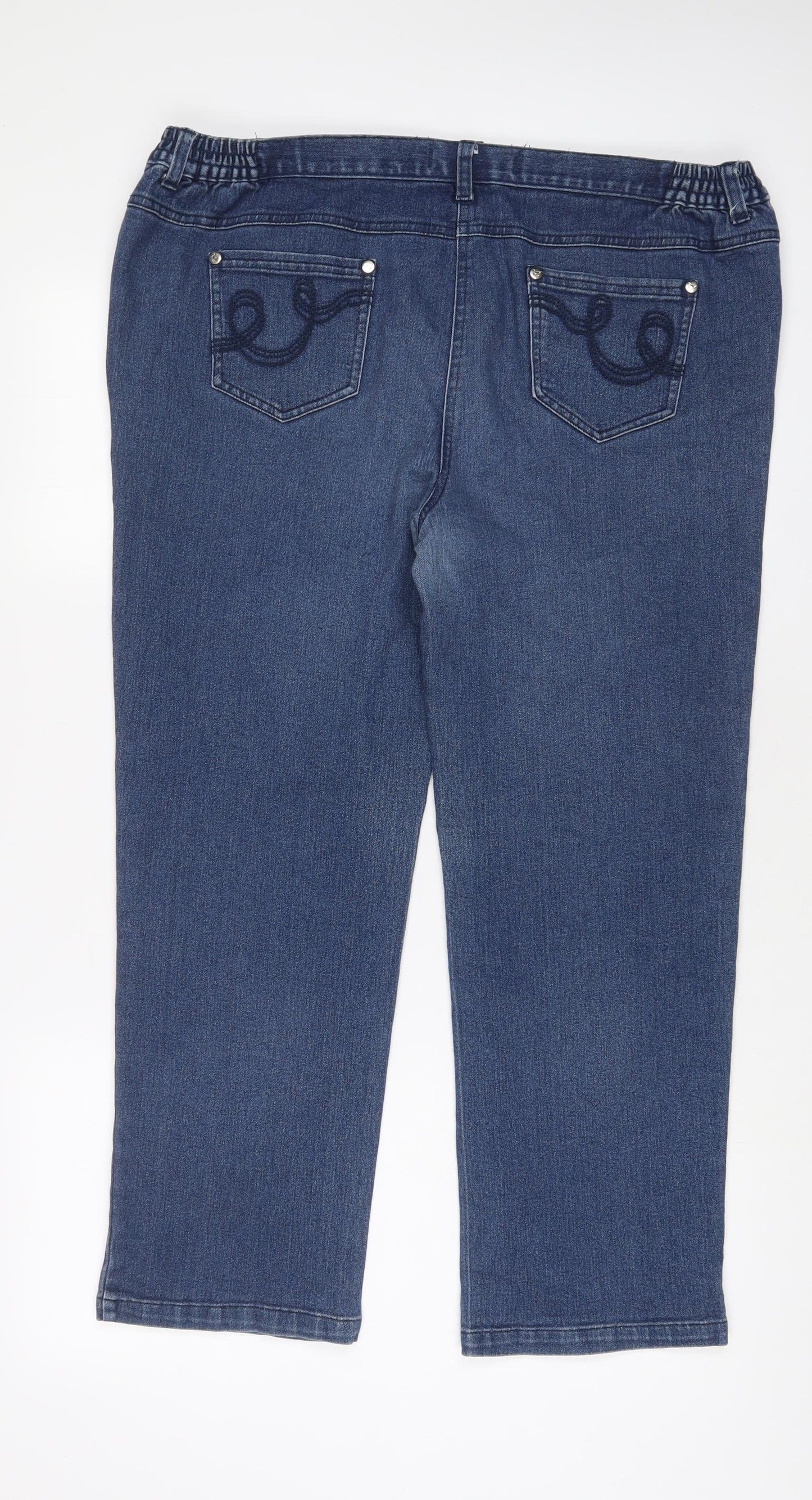 Country Rose Womens Blue Cotton Straight Jeans Size 16 L26 in Regular Zip