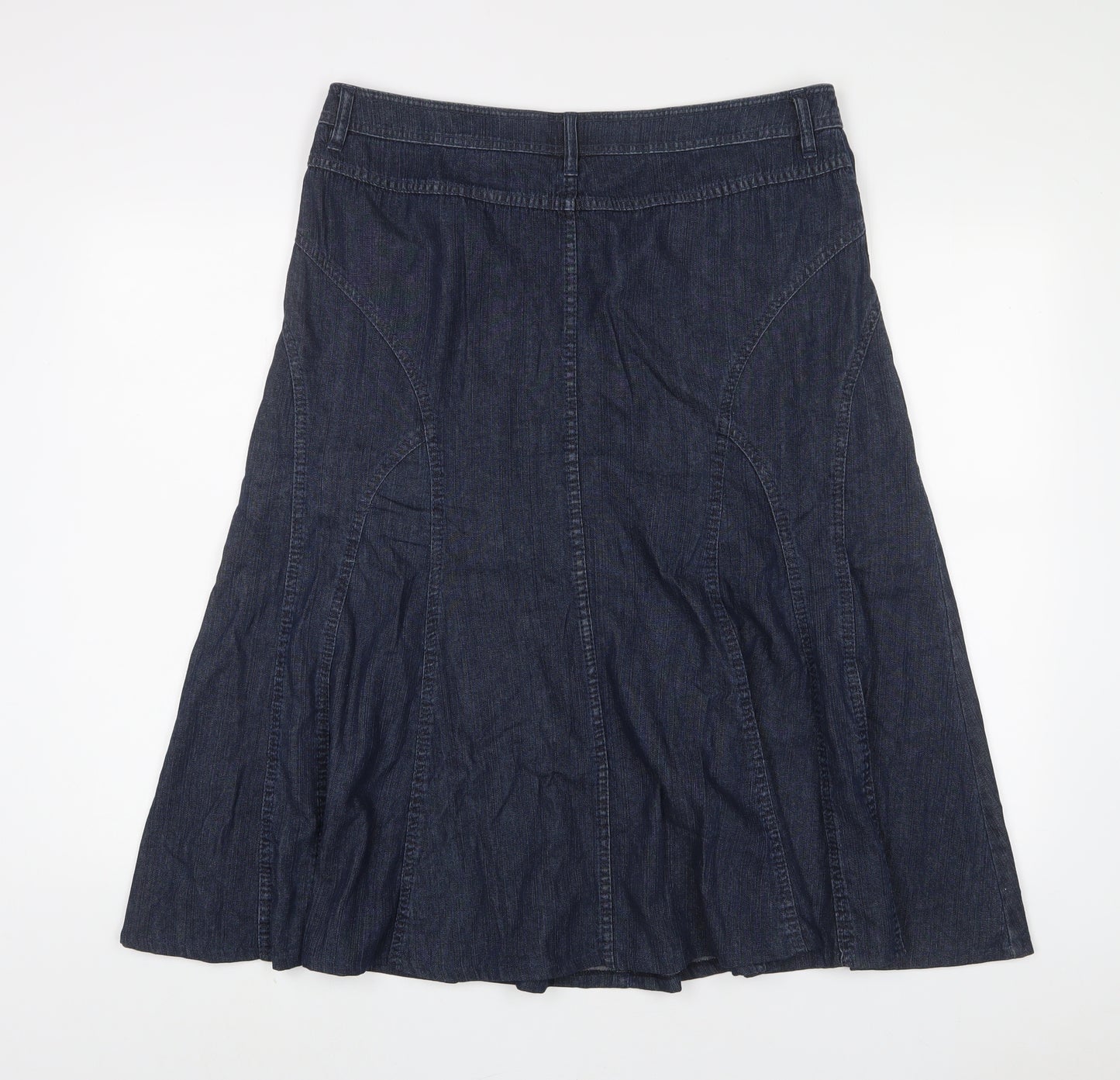 Marks and Spencer Womens Blue Cotton A-Line Skirt Size 16 Zip