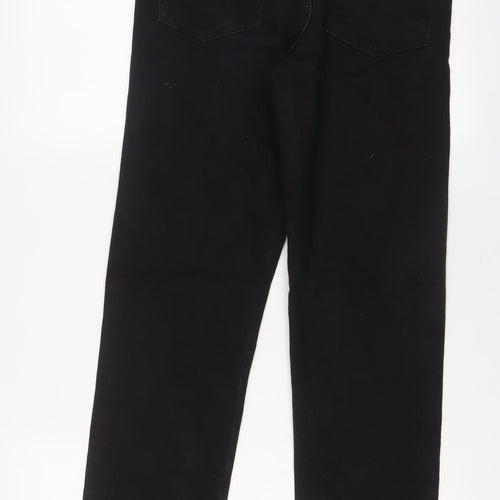 Marks and Spencer Womens Black Cotton Straight Jeans Size 12 L30 in Regular Zip