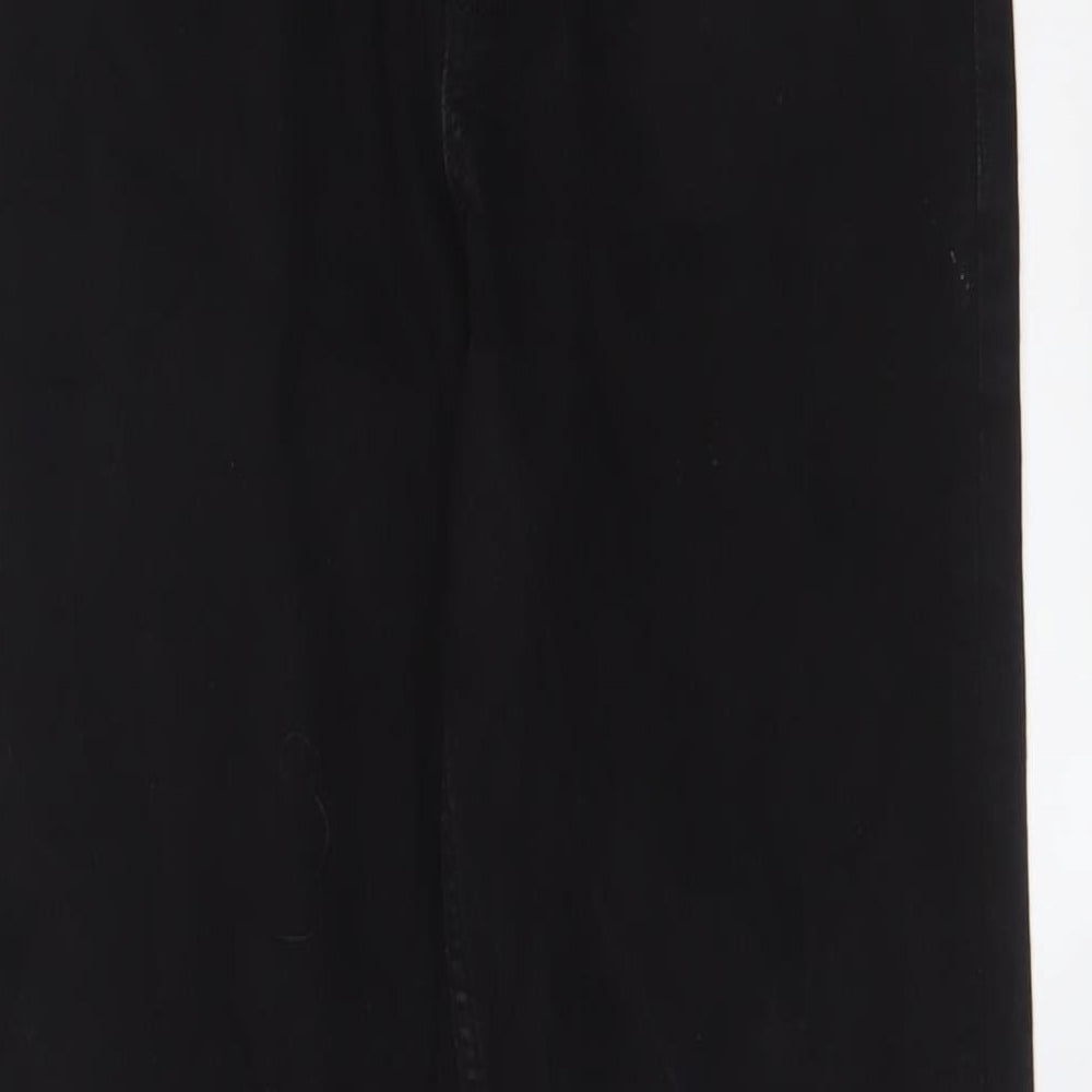 Marks and Spencer Womens Black Cotton Straight Jeans Size 12 L30 in Regular Zip