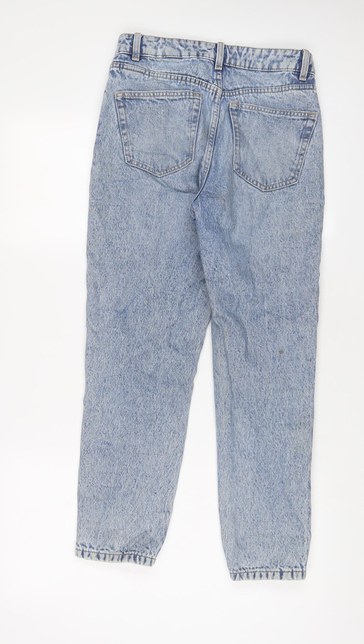 NEXT Womens Blue Cotton Mom Jeans Size 8 L27 in Regular Zip - Jewels