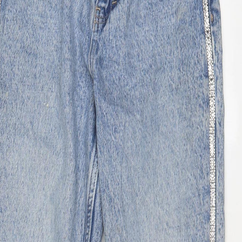 NEXT Womens Blue Cotton Mom Jeans Size 8 L27 in Regular Zip - Jewels