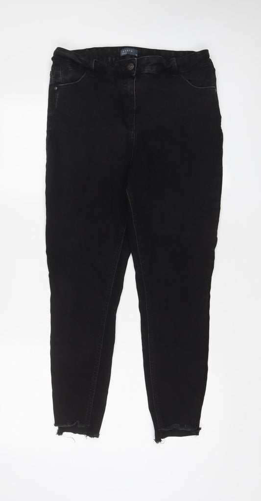 Papaya Womens Black Cotton Skinny Jeans Size 16 L27 in Regular Zip