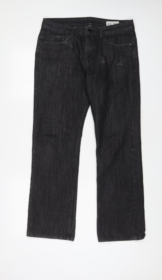 Denim & Co. Mens Black Cotton Bootcut Jeans Size 30 in L30 in Regular Zip