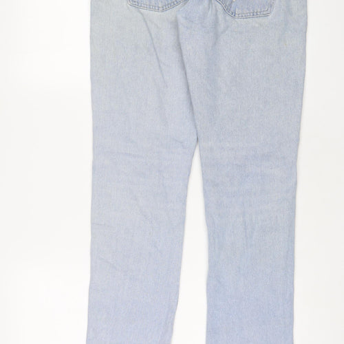 Zara Womens Blue Cotton Straight Jeans Size 8 L31 in Regular Button - Glitter